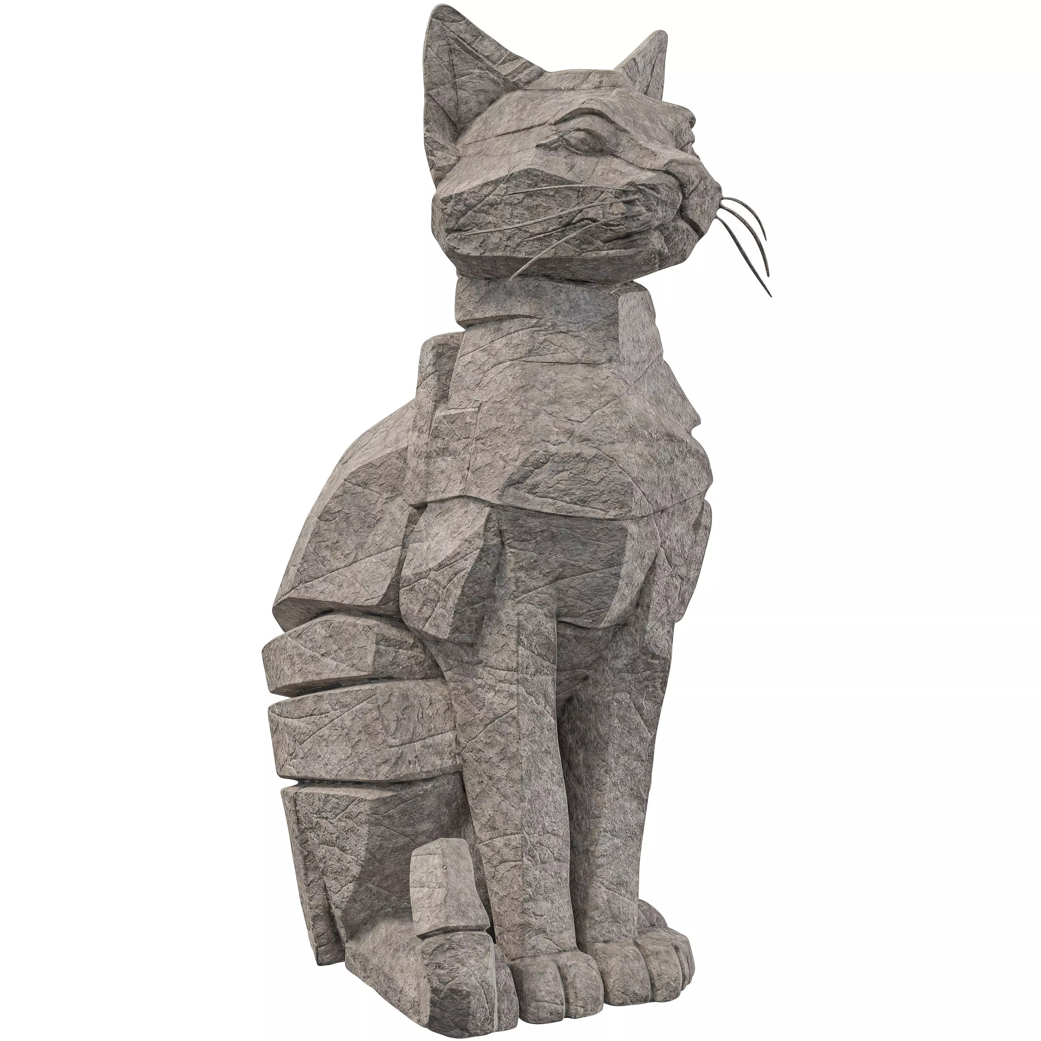 Rocky Cat Statue 3D model_4