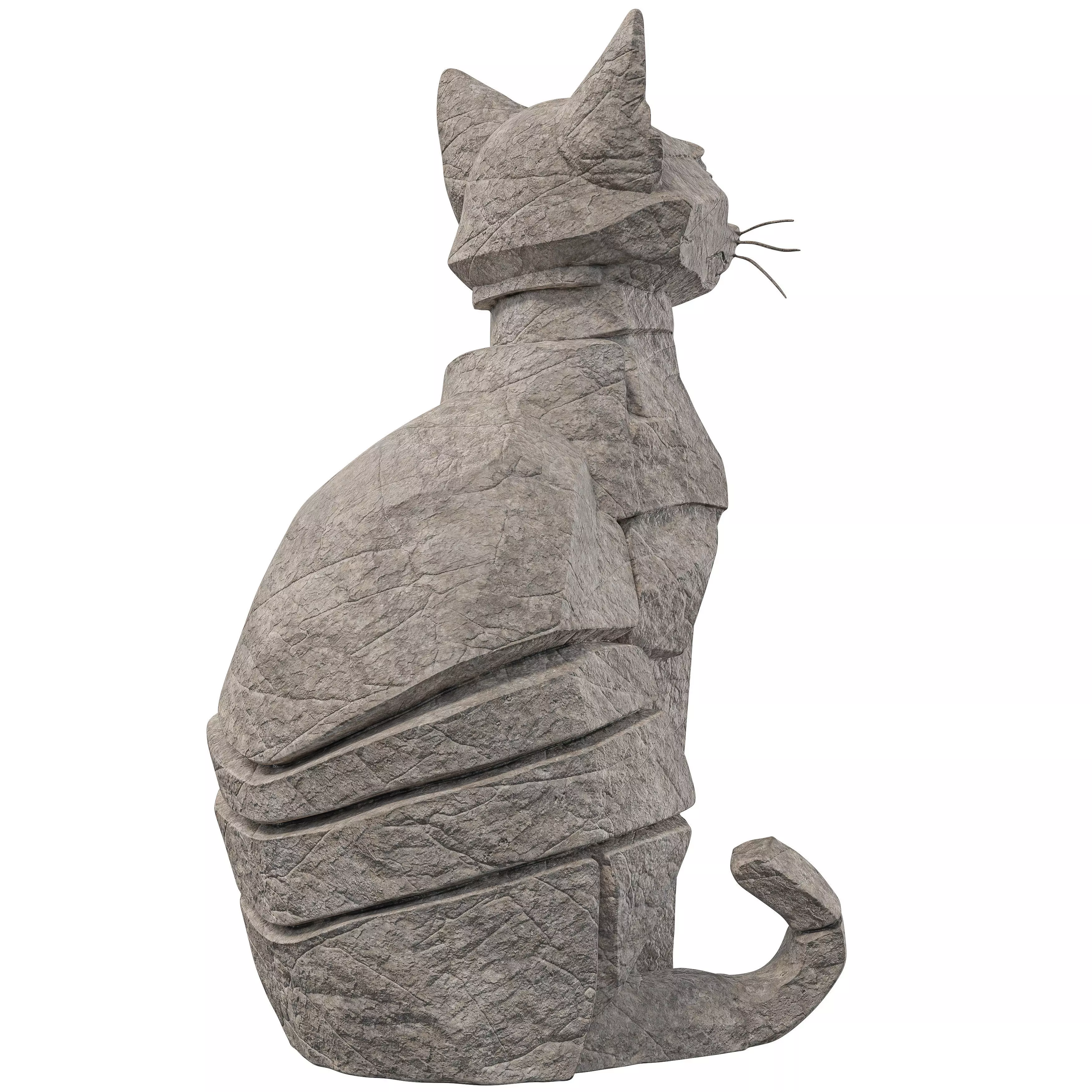 Rocky Cat Statue 3D model_5