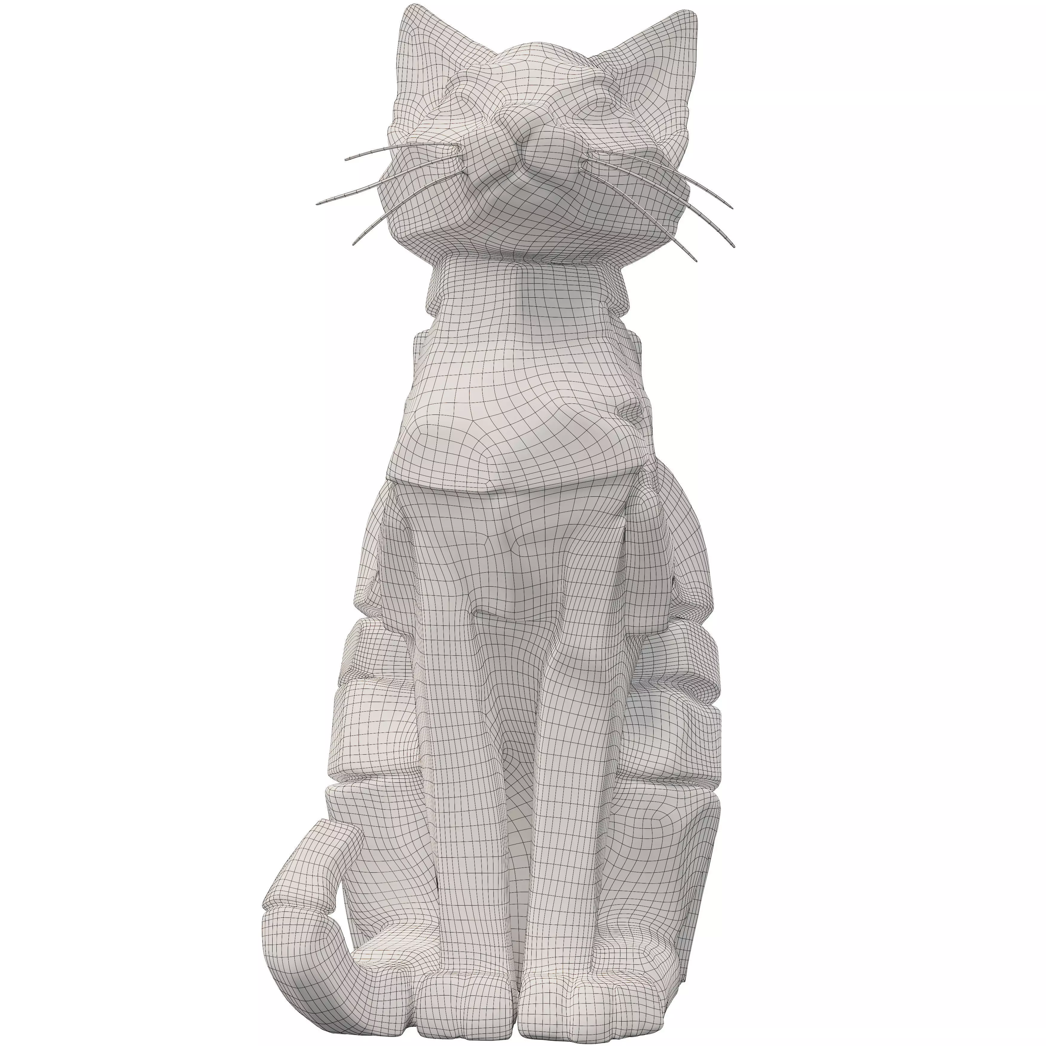 Rocky Cat Statue 3D model_7