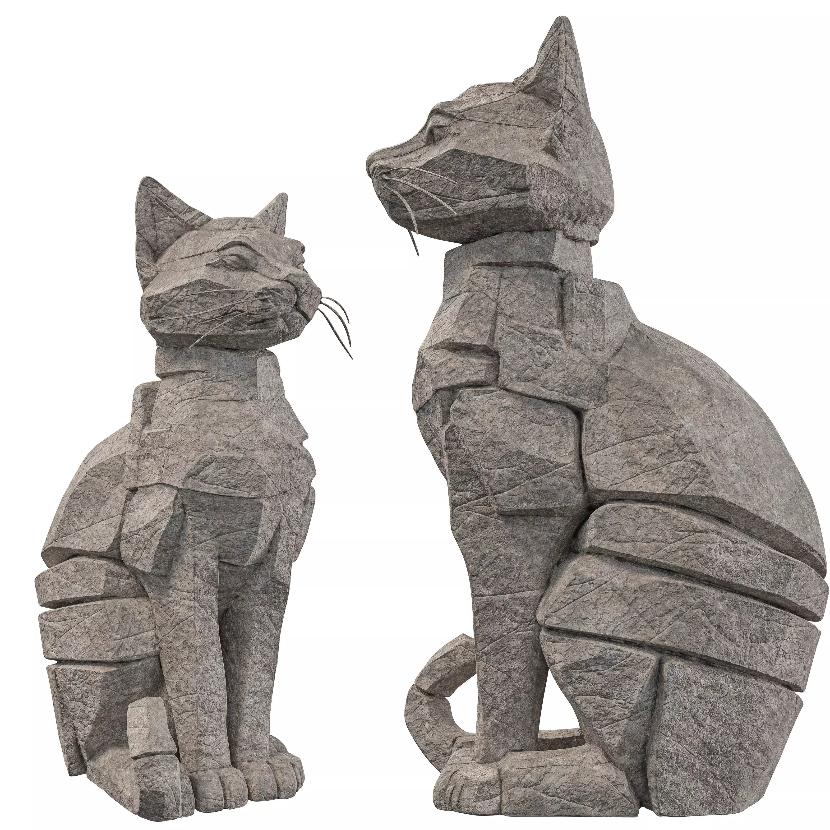Rocky Cat Statue 3D model_2