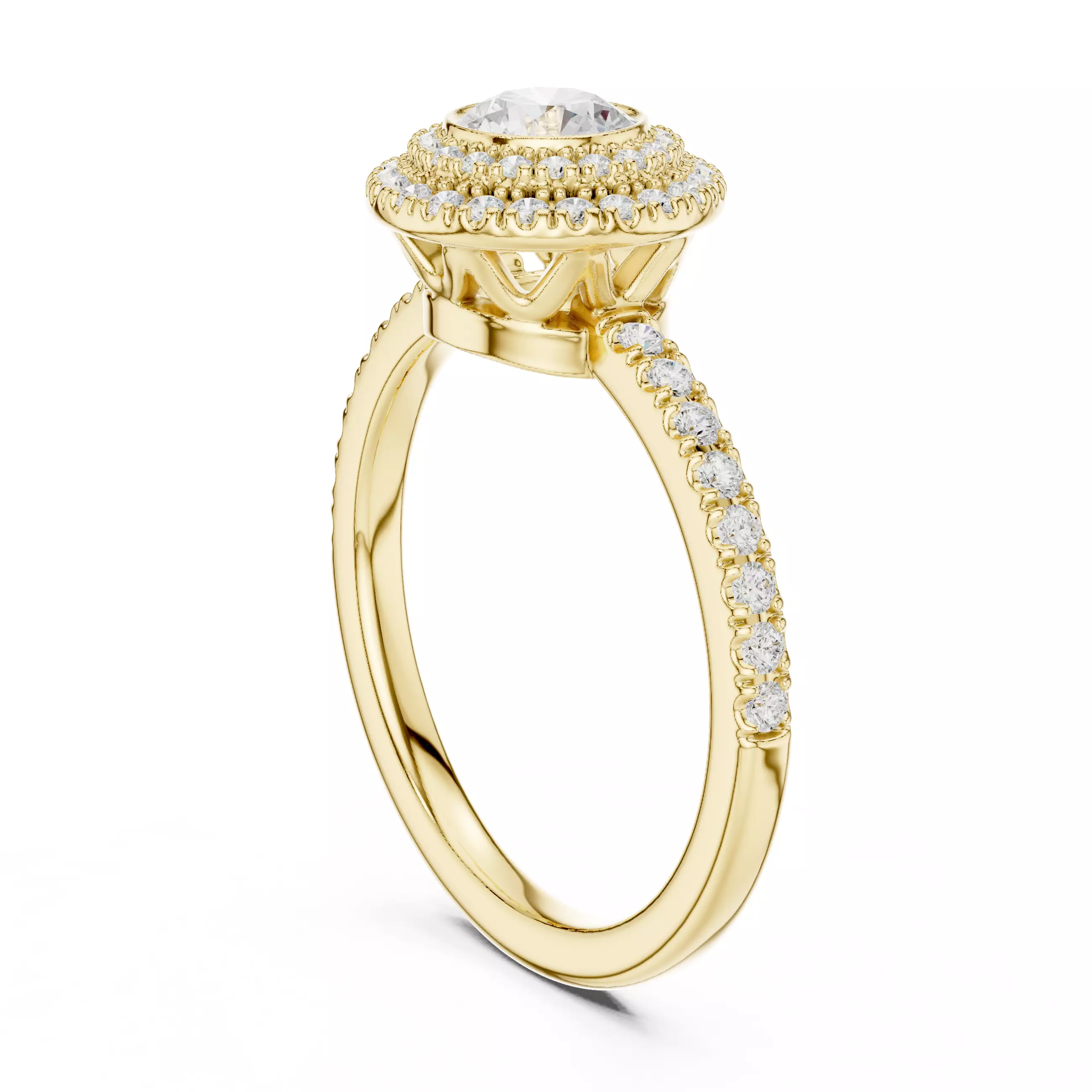 Round Cut Bezel Set Diamond Engagement Ring 3DM STL Video 3D print model_6