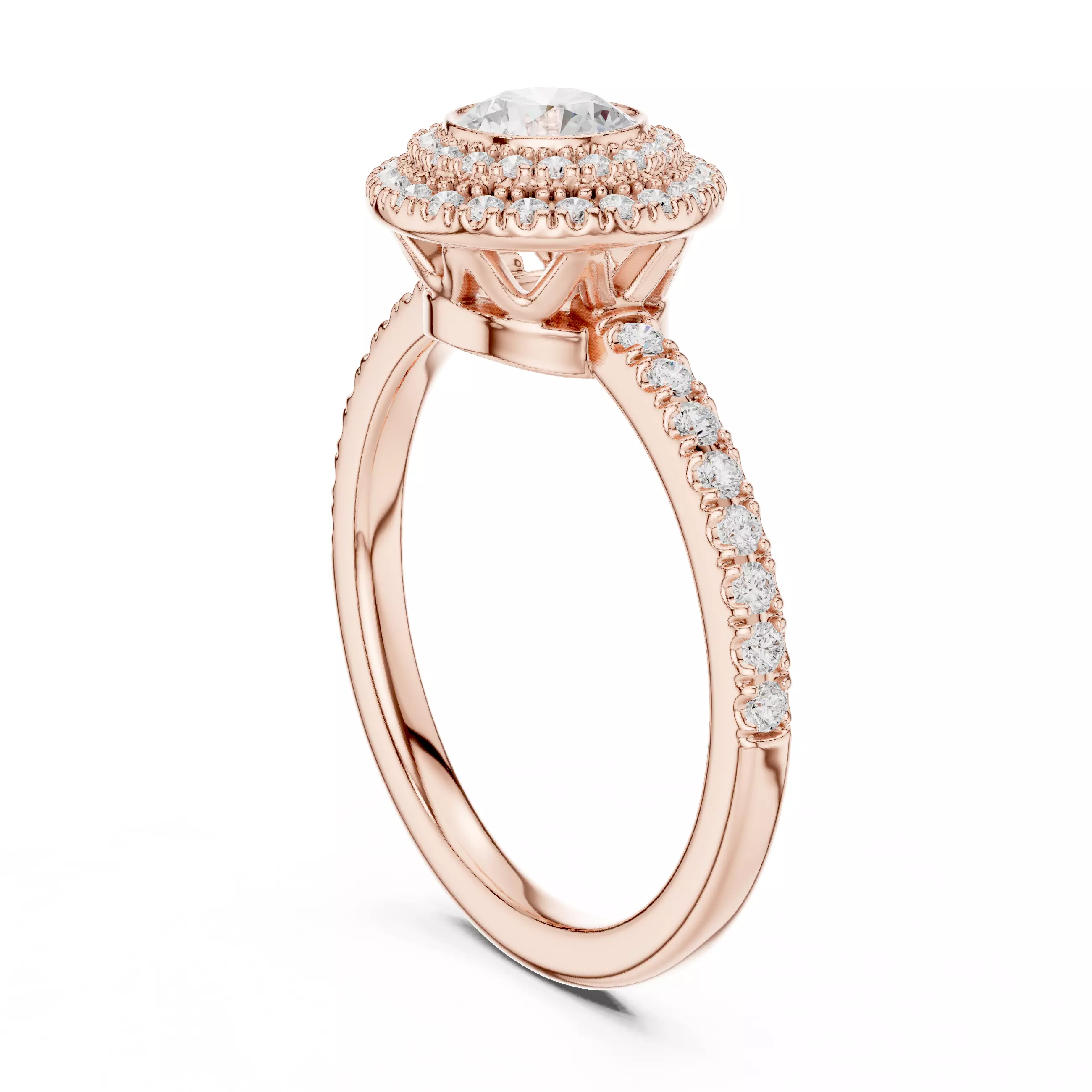 Round Cut Bezel Set Diamond Engagement Ring 3DM STL Video 3D print model_3