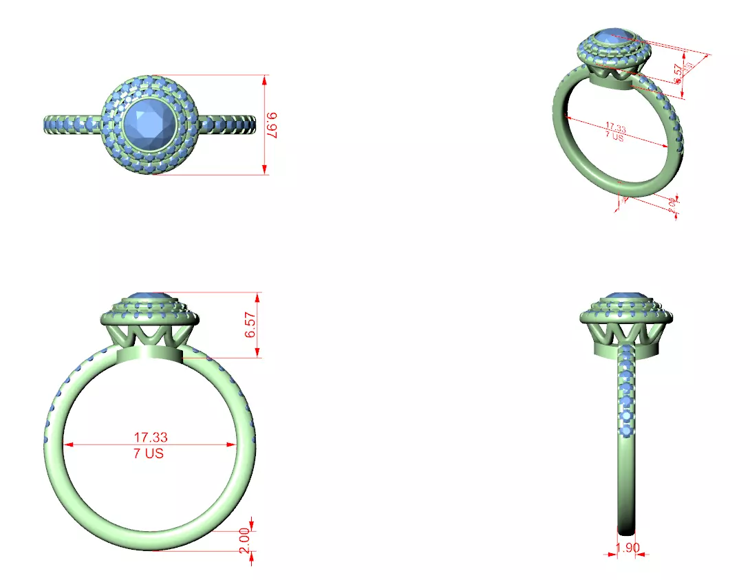 Round Cut Bezel Set Diamond Engagement Ring 3DM STL Video 3D print model_12
