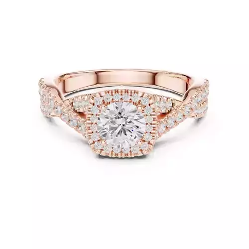 Round Cut twisted Shank Princess Hidden Stone Ring 3DM STL Video