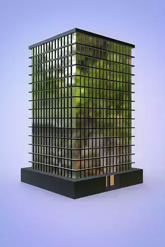 Skyscraper Glass office Tower  Low Poly Architecture 3D Model