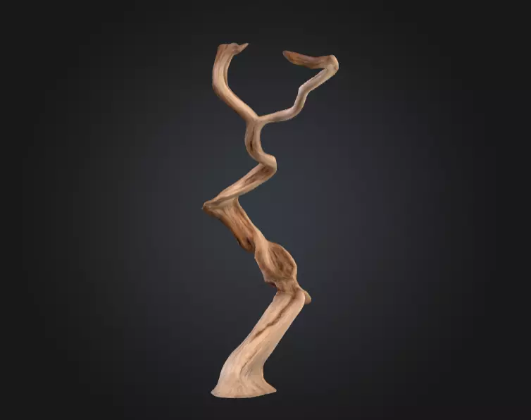 Twisting Elegance Wood Low-poly 3D model_2
