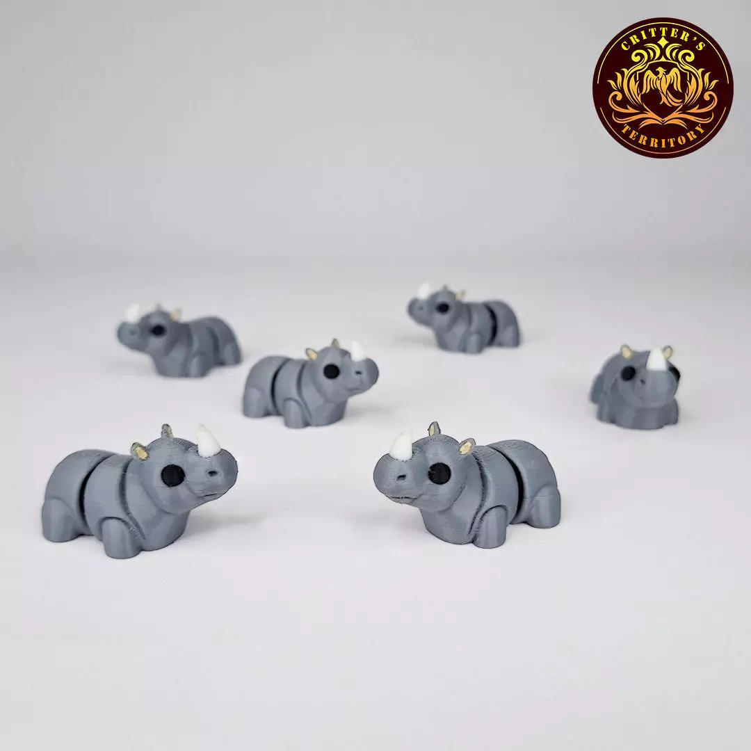 Flexi Mini Rhino No support Print in Place Articulated 3D print model_1