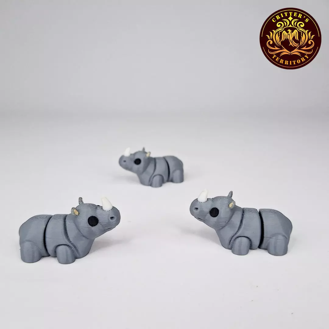 Flexi Mini Rhino No support Print in Place Articulated 3D print model_2