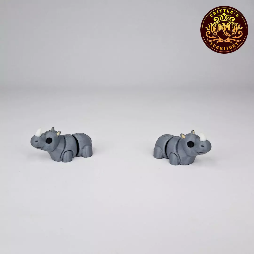 Flexi Mini Rhino No support Print in Place Articulated 3D print model_4