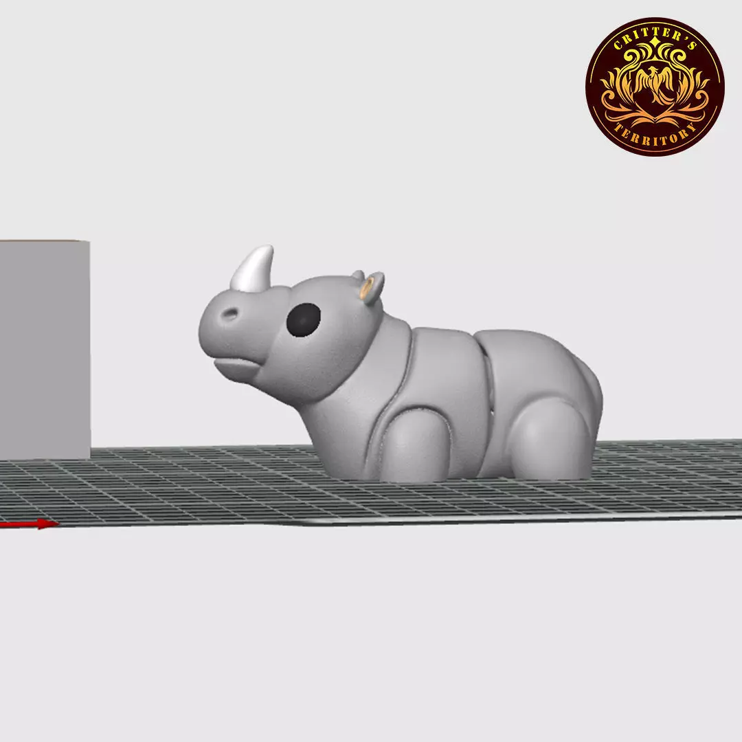 Flexi Mini Rhino No support Print in Place Articulated 3D print model_6