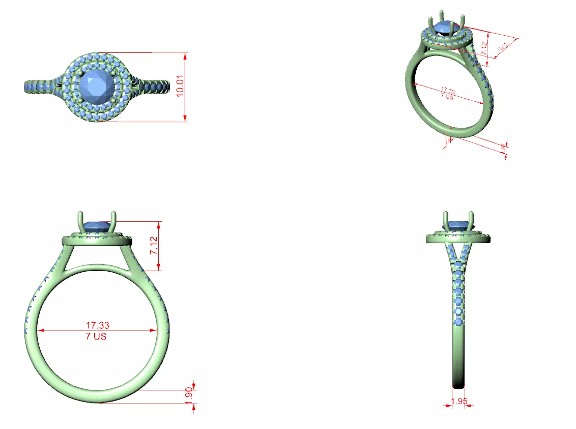  Diamond Engagement Wedding Ring 3DM STL Video 3D print model_12