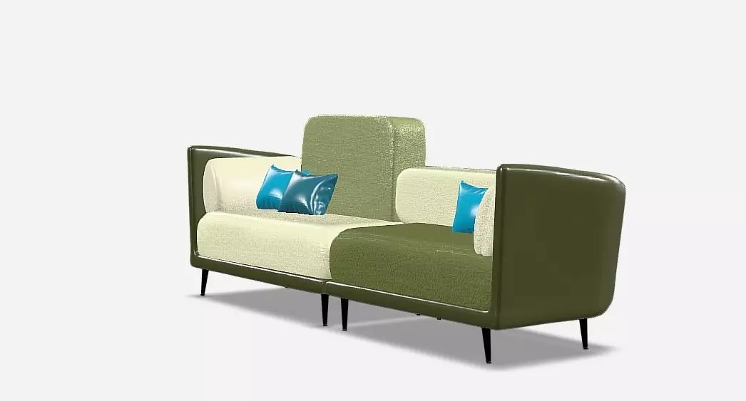 Two-Tone Sofa Low-poly 3D model_1