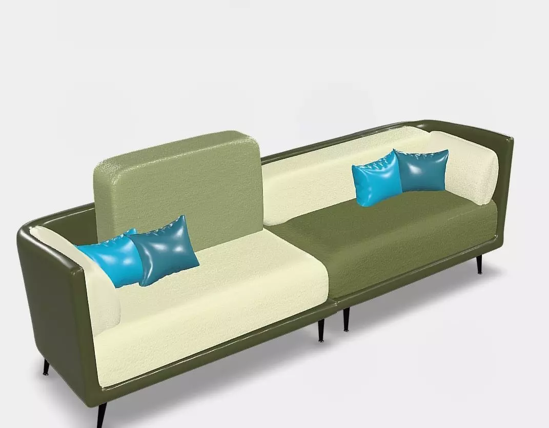 Two-Tone Sofa Low-poly 3D model_3