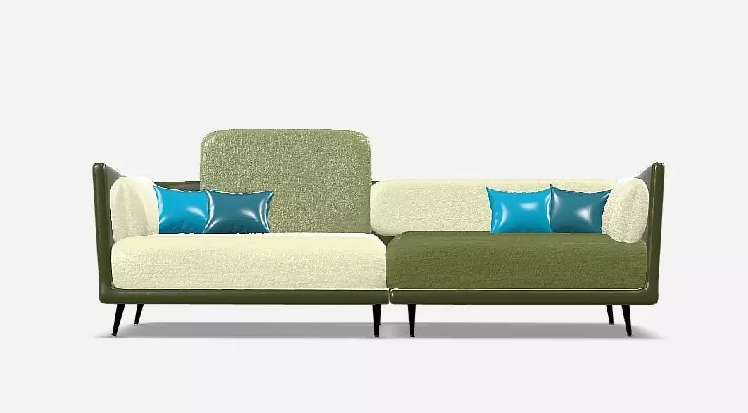 Two-Tone Sofa Low-poly 3D model_0