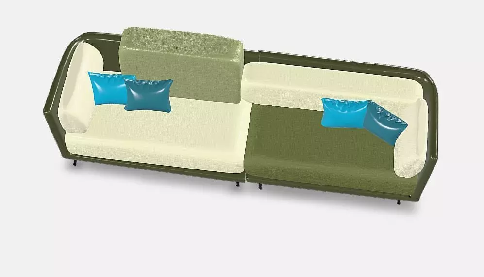 Two-Tone Sofa Low-poly 3D model_2