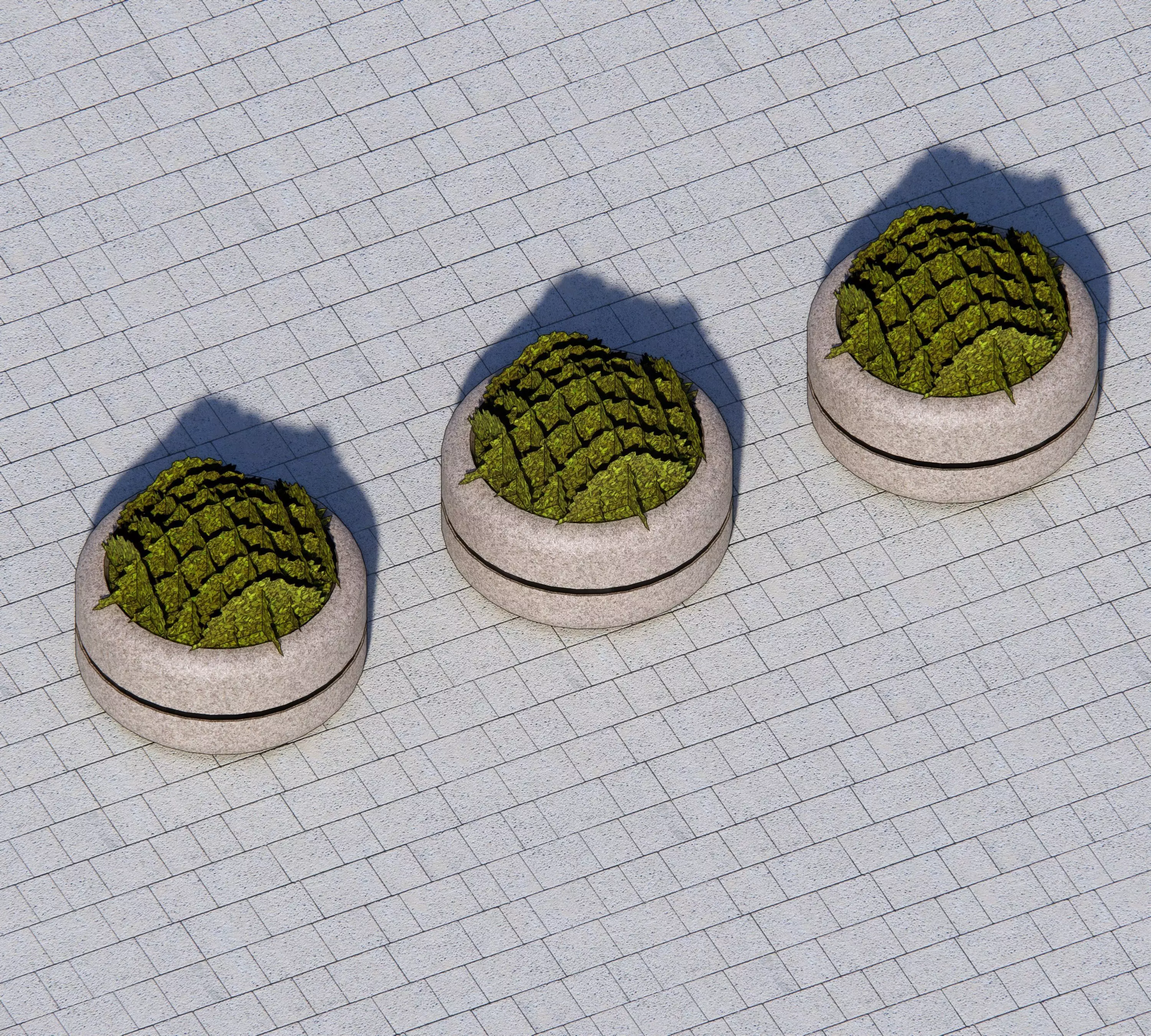 Concrete Planter - Street Commercial Planter Free low-poly 3D model_4