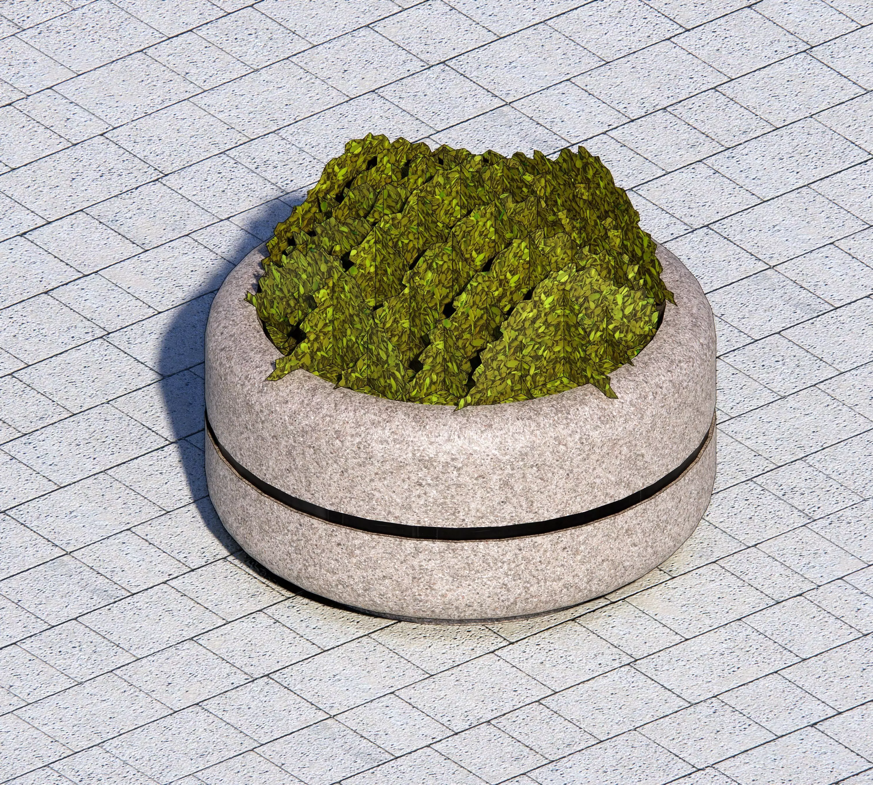 Concrete Planter - Street Commercial Planter Free low-poly 3D model_0