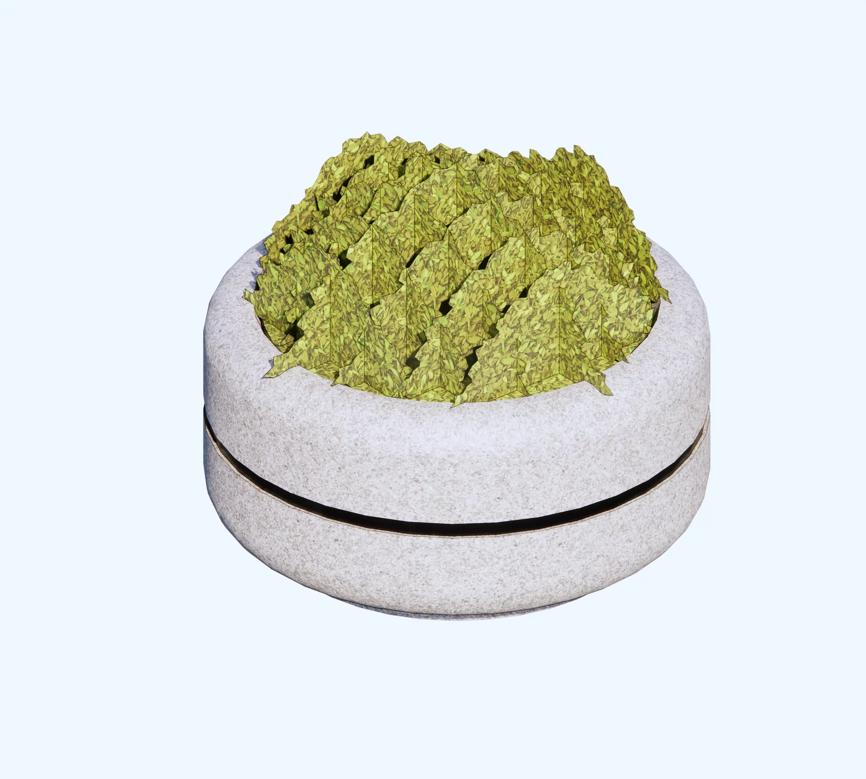 Concrete Planter - Street Commercial Planter Free low-poly 3D model_2