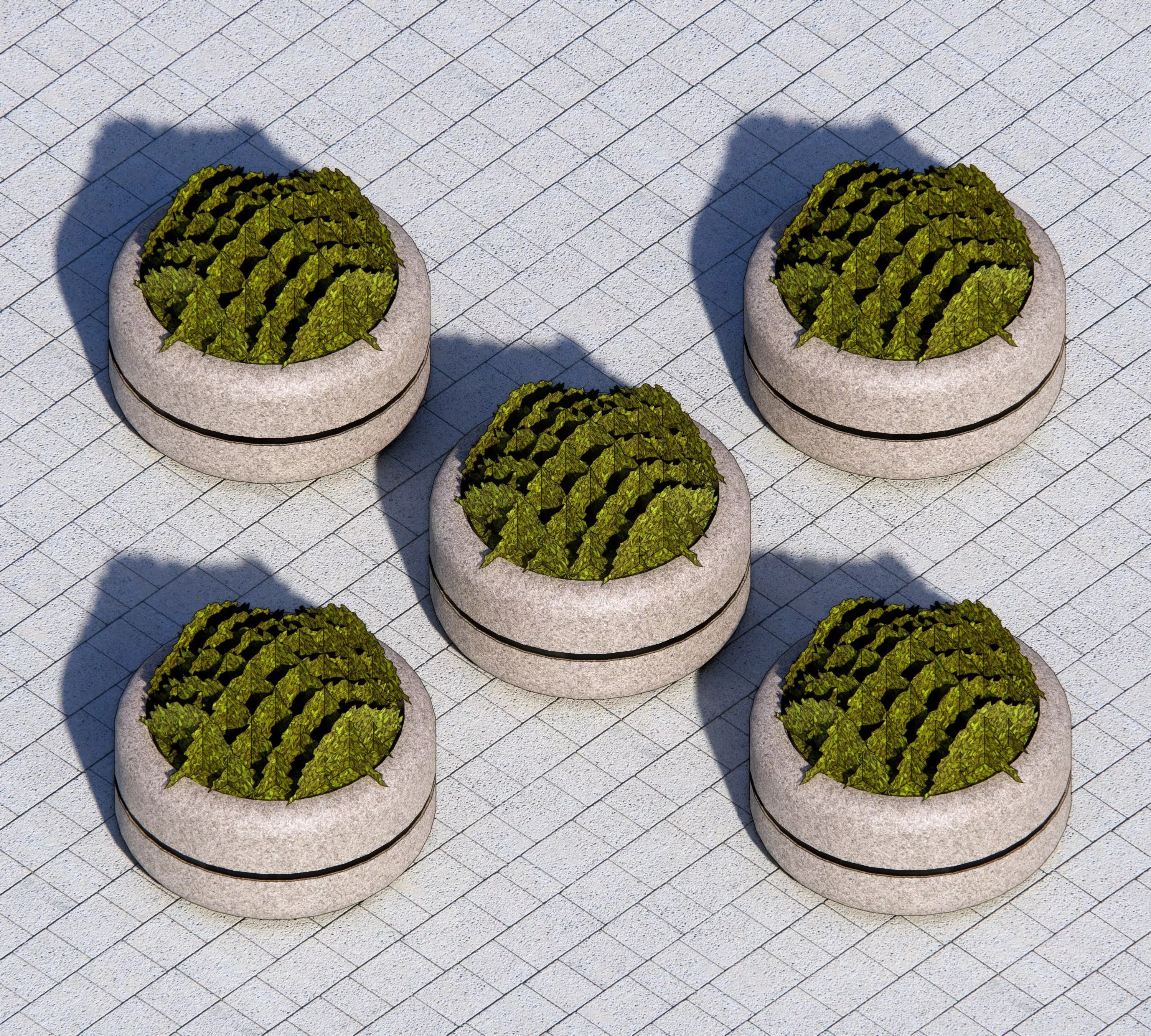 Concrete Planter - Street Commercial Planter Free low-poly 3D model_5