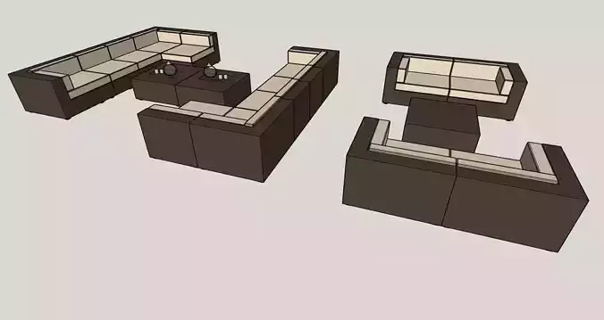 Modern Sectional Sofa with Coffee Tables  3D Model