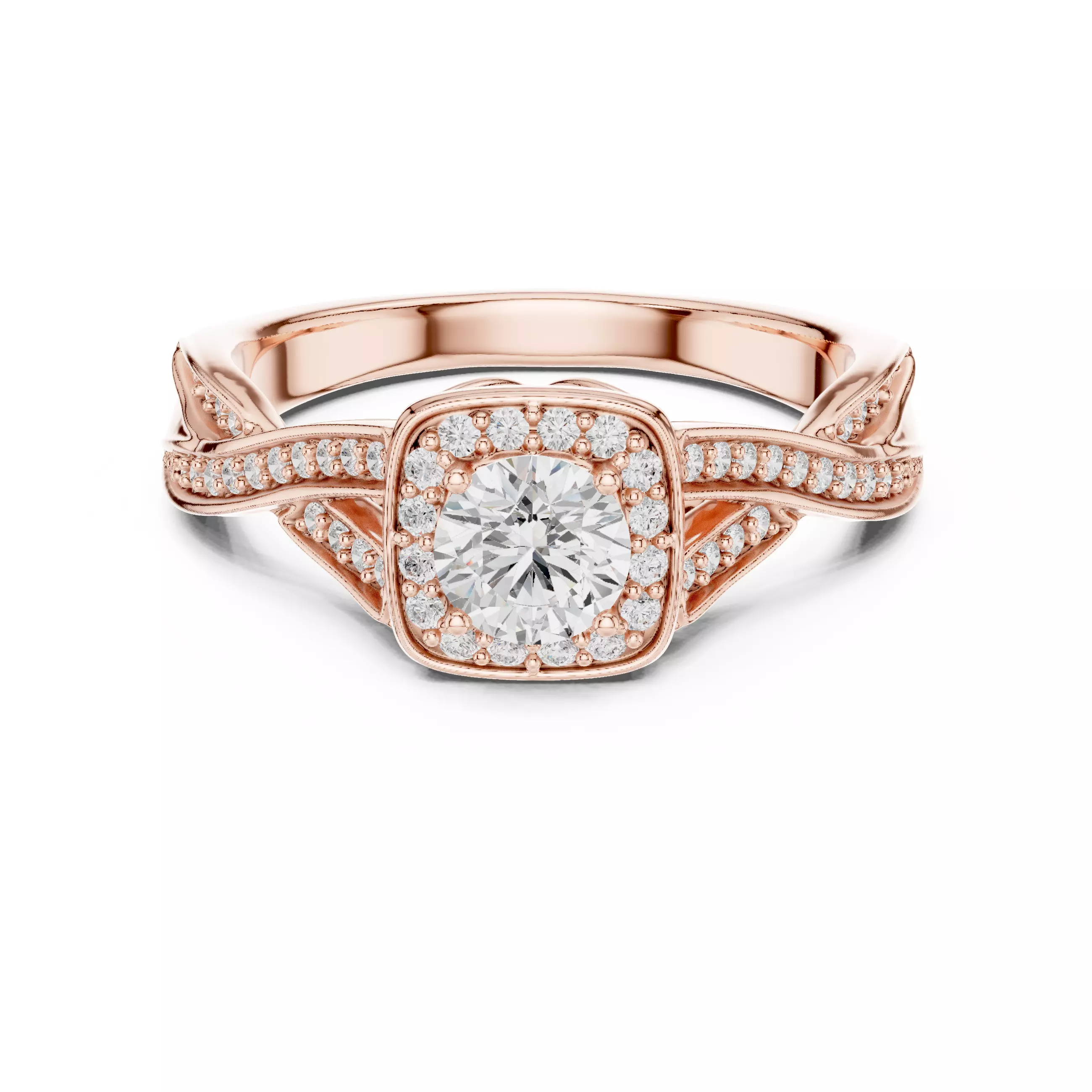 Twisted Shank Round Diamond Engagement Ring 3DM STL Video 3D print model