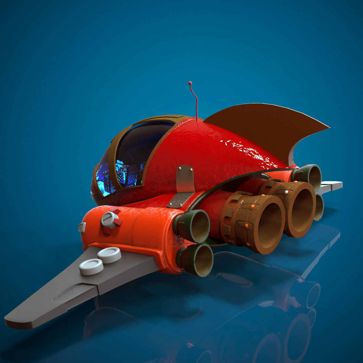 Toon Spacecraft 3D model_5