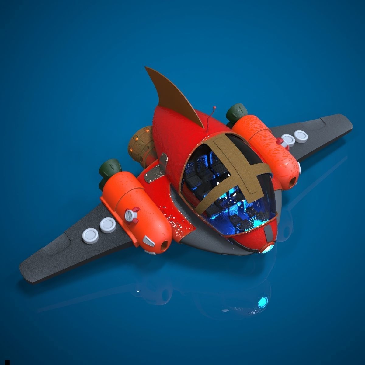 Toon Spacecraft 3D model_1