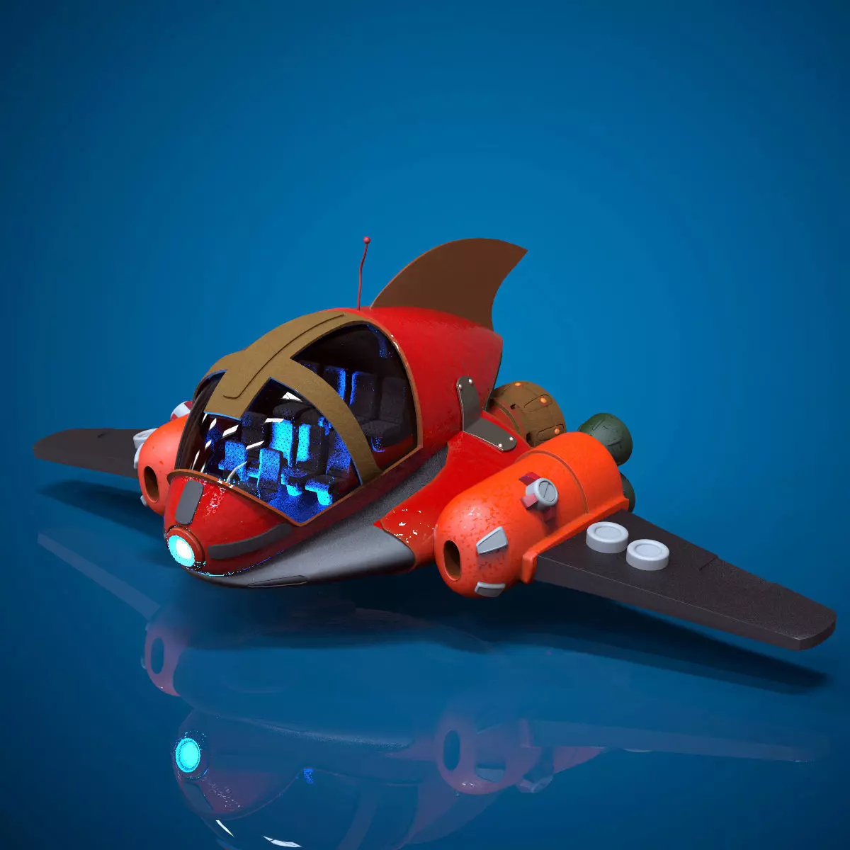 Toon Spacecraft 3D model_0
