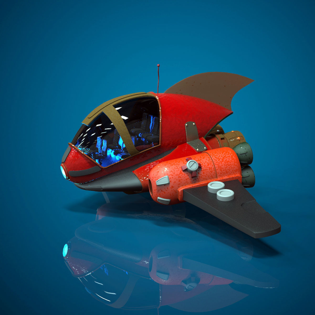 Toon Spacecraft 3D model_3
