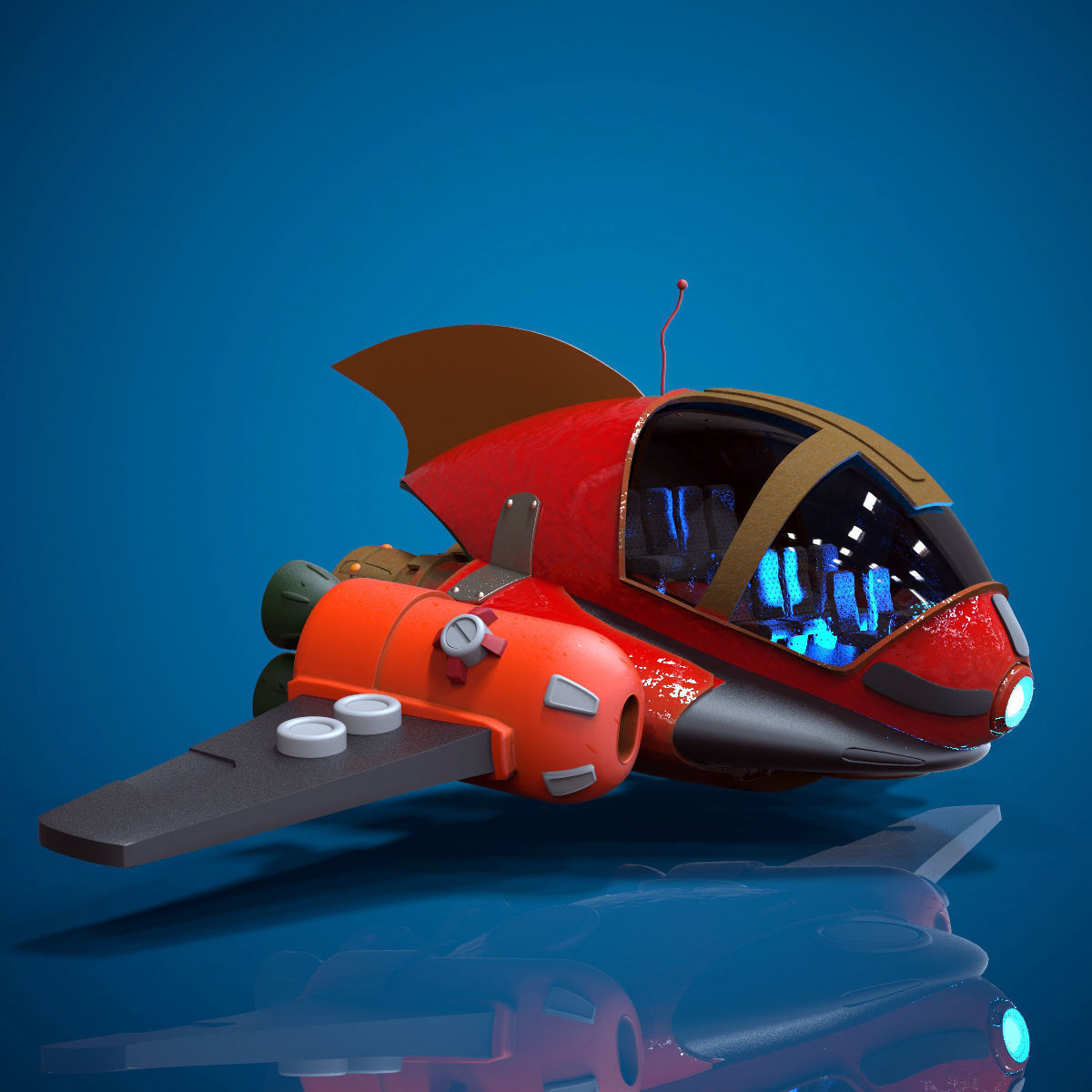 Toon Spacecraft 3D model_2