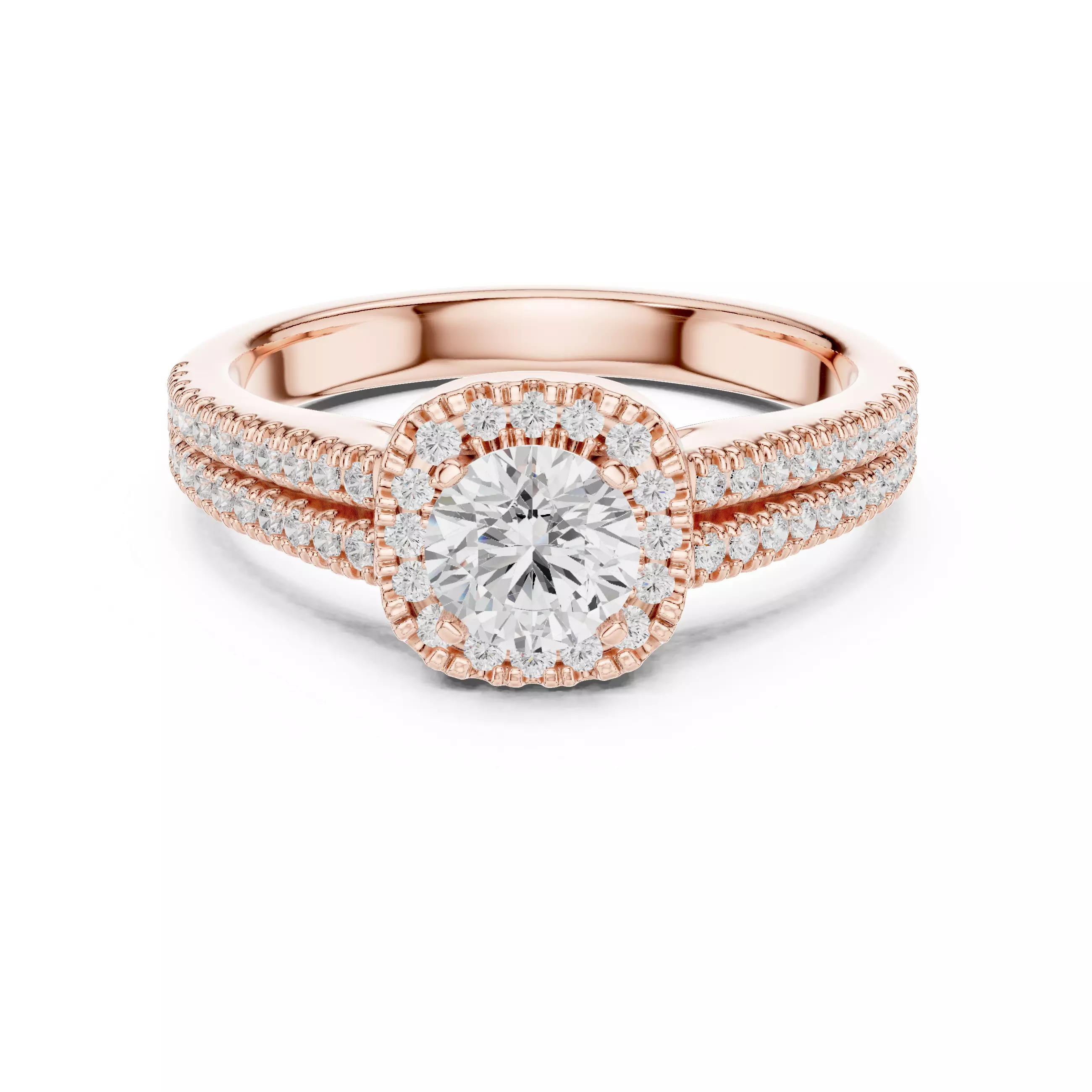 Round Cut Pave Double Diamond Line Wedding Ring 3DM STL Video 3D print model