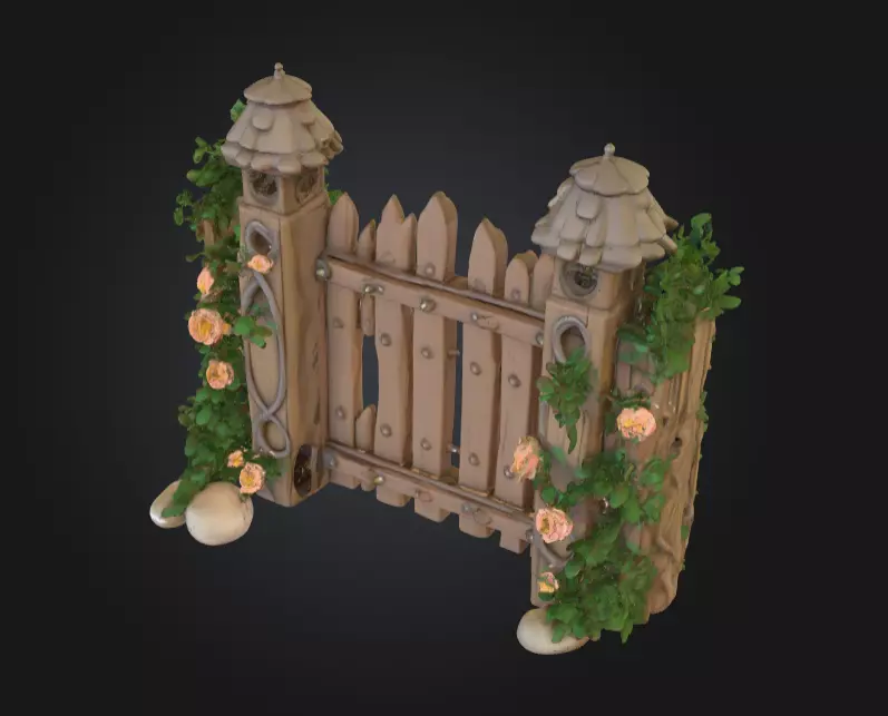 Enchanted Garden Gate Low-poly 3D model_1