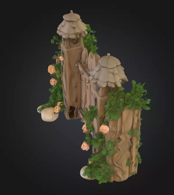 Enchanted Garden Gate Low-poly 3D model_2
