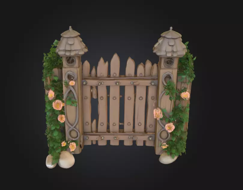 Enchanted Garden Gate Low-poly 3D model_0