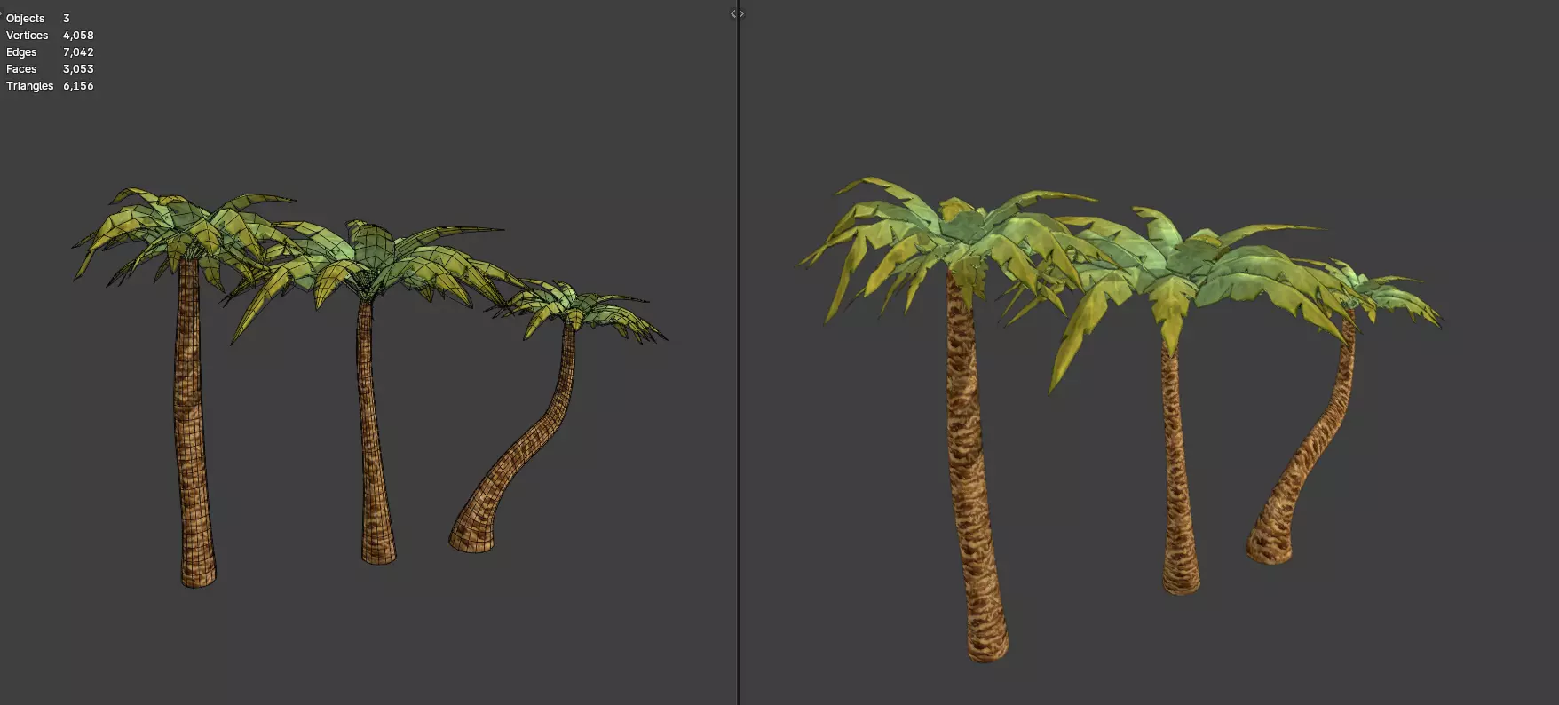 Stylized Palms and Bamboo Low-poly 3D model_3