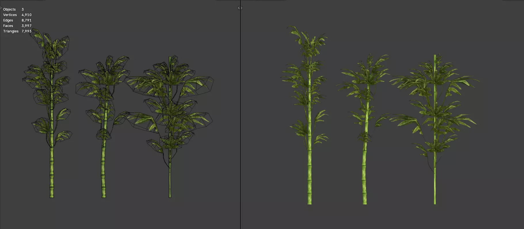 Stylized Palms and Bamboo Low-poly 3D model_5