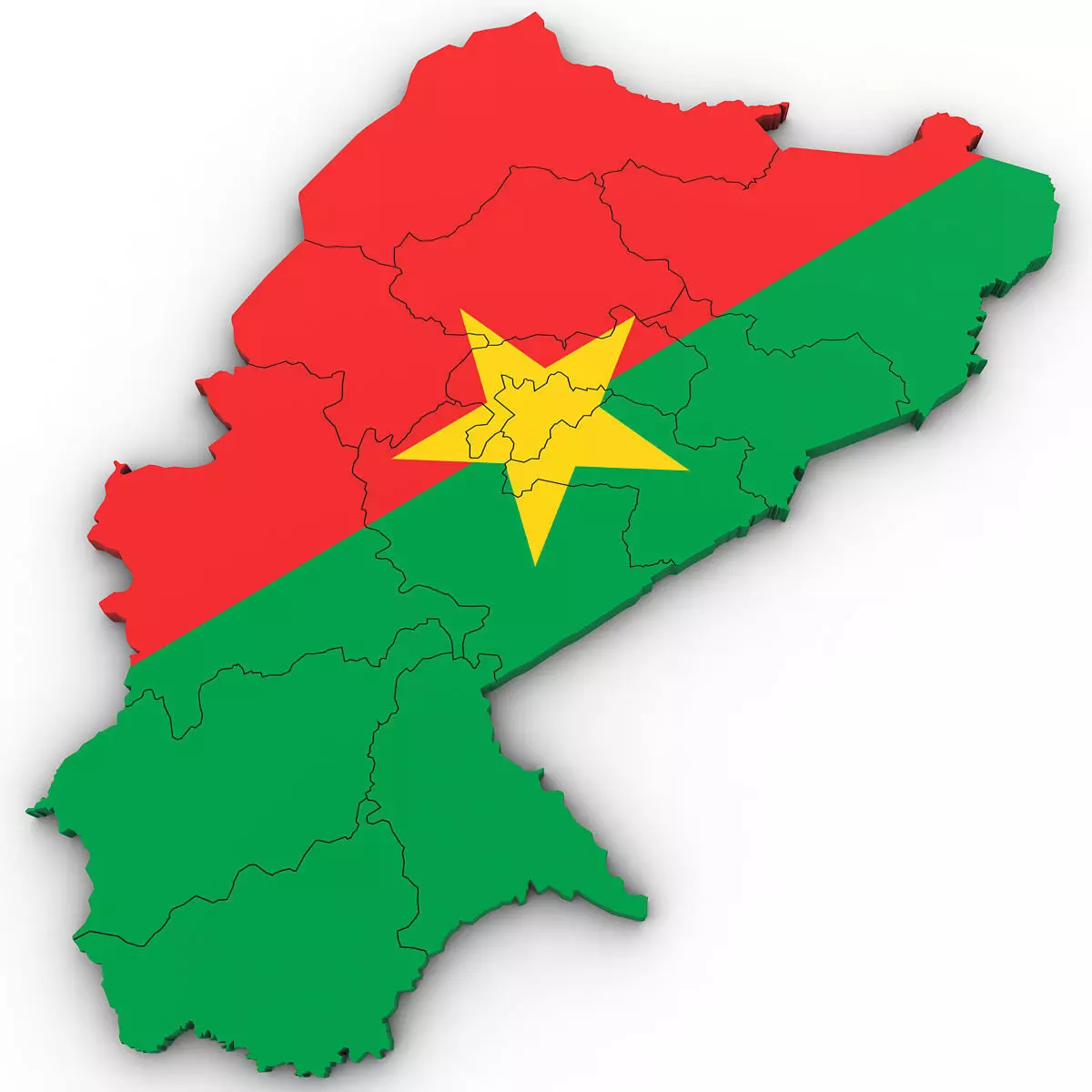 3d Political Map of Burkina Faso 3D model