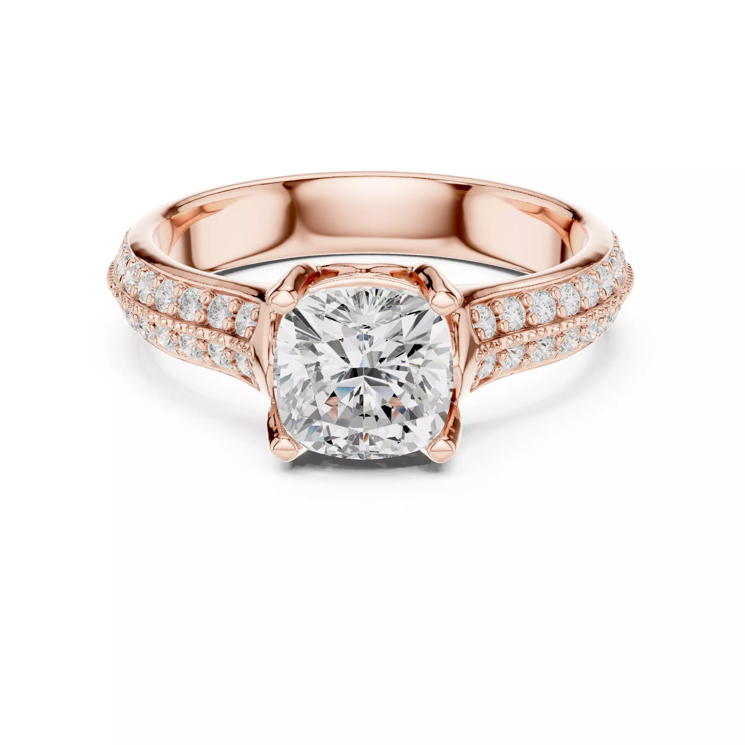 Cushion Cut Diamond Engagement Wedding Ring 3DM STL Video 3D print model