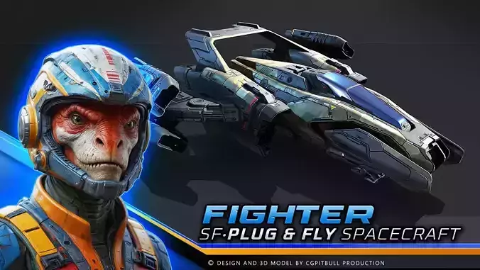 SF Fighter - Plug and Fly Low-poly 3D model SF Fighter - Plug and Fly Low-poly 3D model