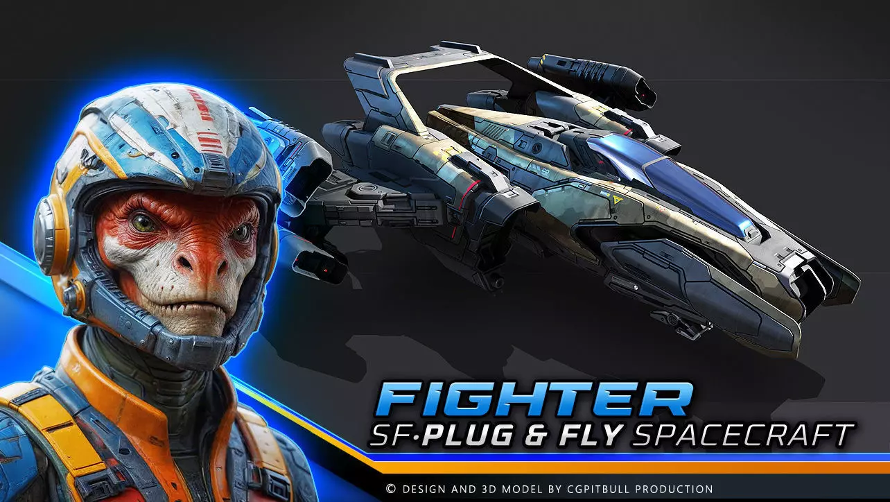 SF Fighter - Plug and Fly Low-poly 3D model_0