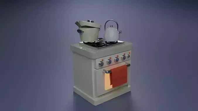 Cozy Kitchen Stove and Cookware Props
