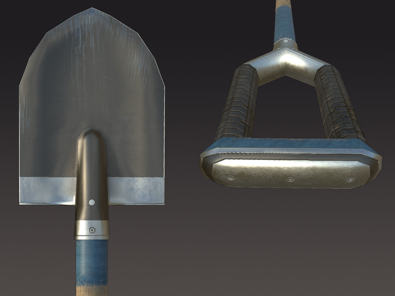 Survival Shovel  Low-poly 3D model_1
