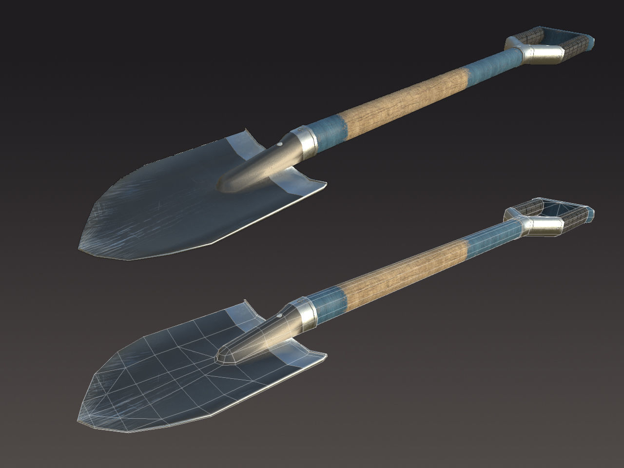 Survival Shovel  Low-poly 3D model_3