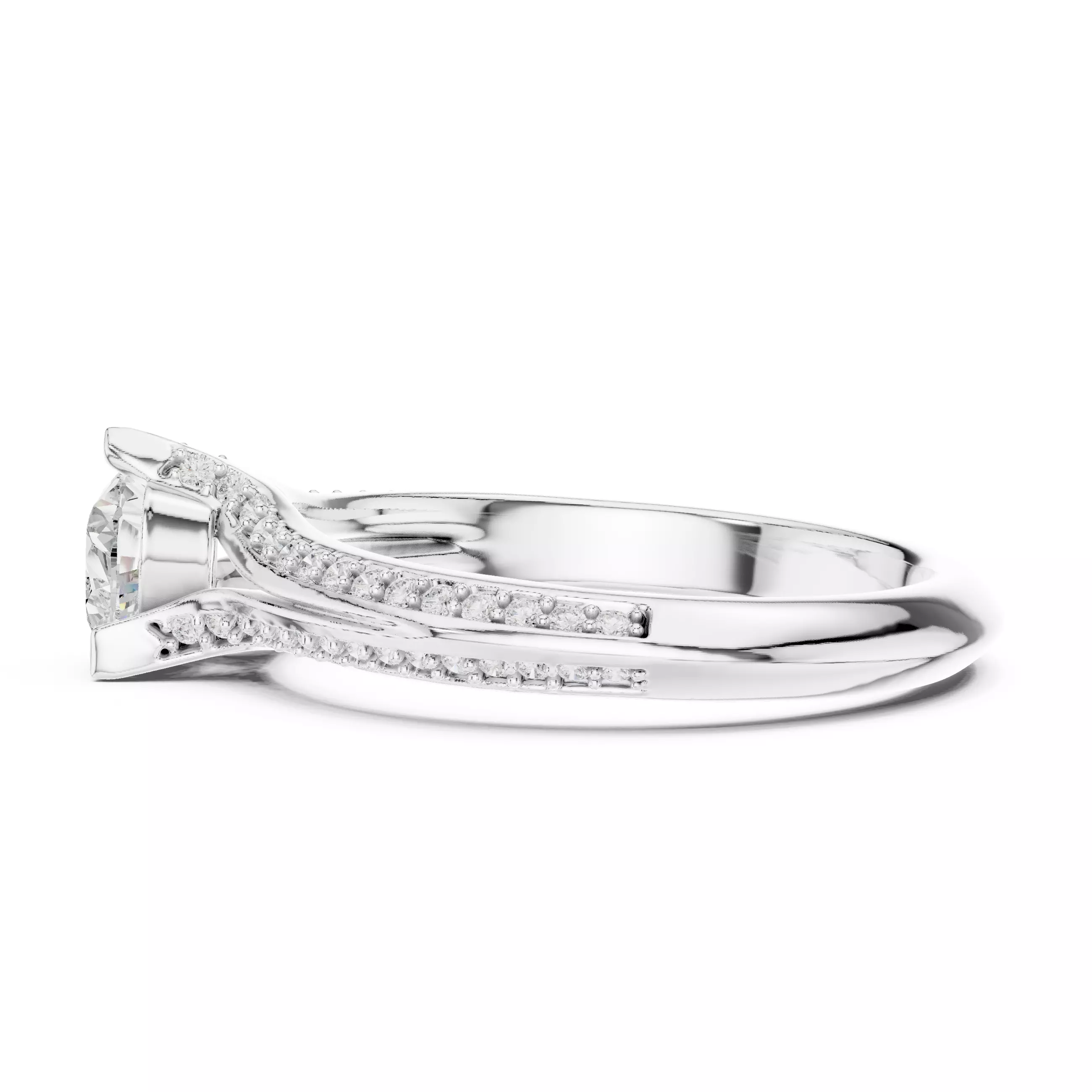 Knife Edge Shank Heart Cut Diamond Wedding Ring 3DM STL Video 3D print model_11