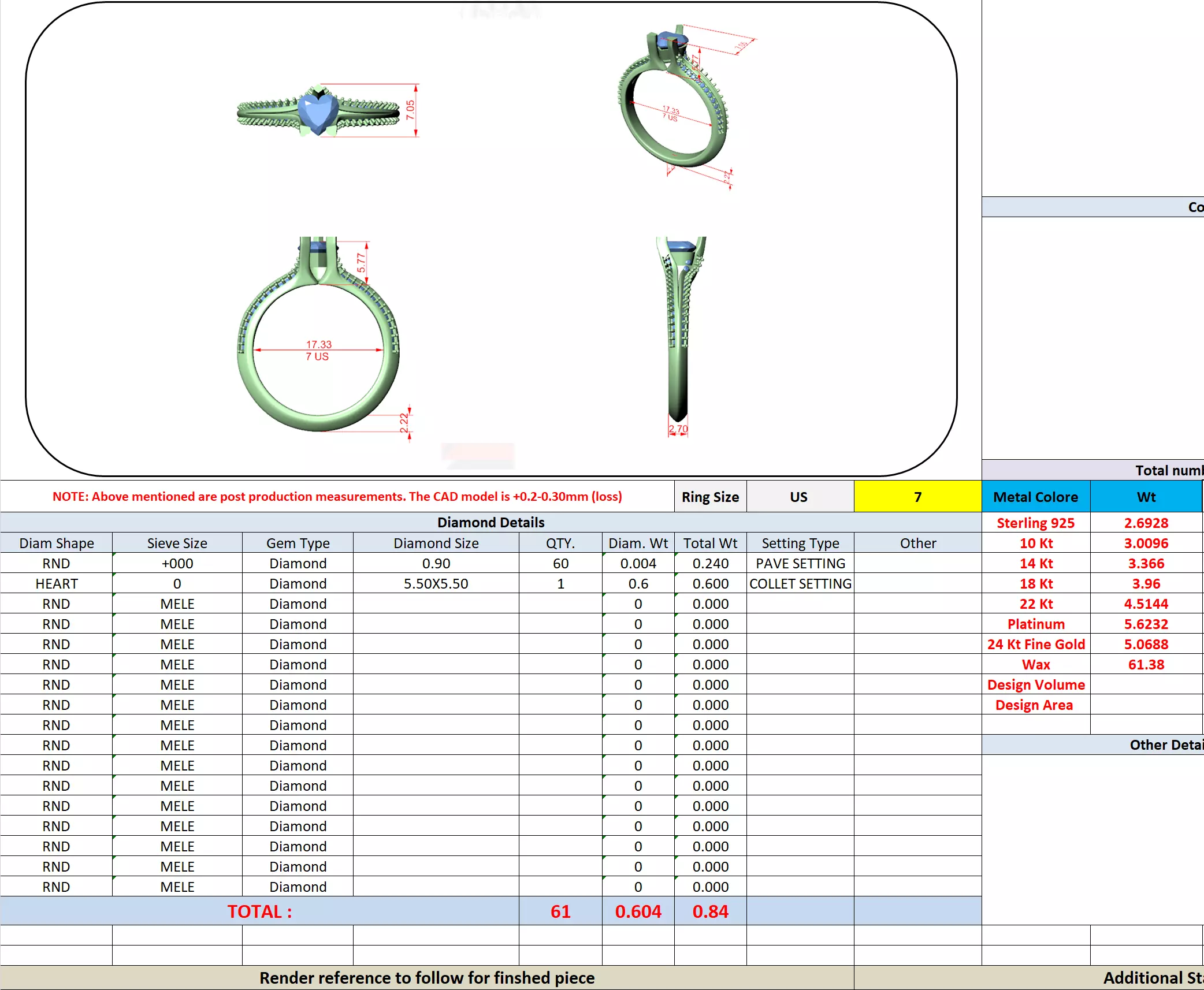 Knife Edge Shank Heart Cut Diamond Wedding Ring 3DM STL Video 3D print model_13