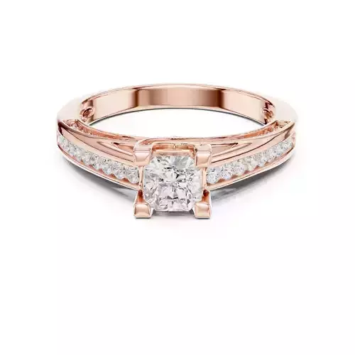 Round Cut Channel Set Radiant Diamond Wedding Ring File Video