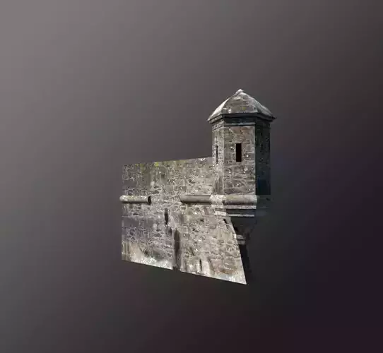castle stone wall Low-poly 3D model