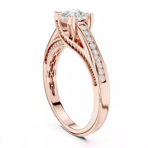 Asscher and Channel Set Round Diamond Wedding Ring 3DM STL Video