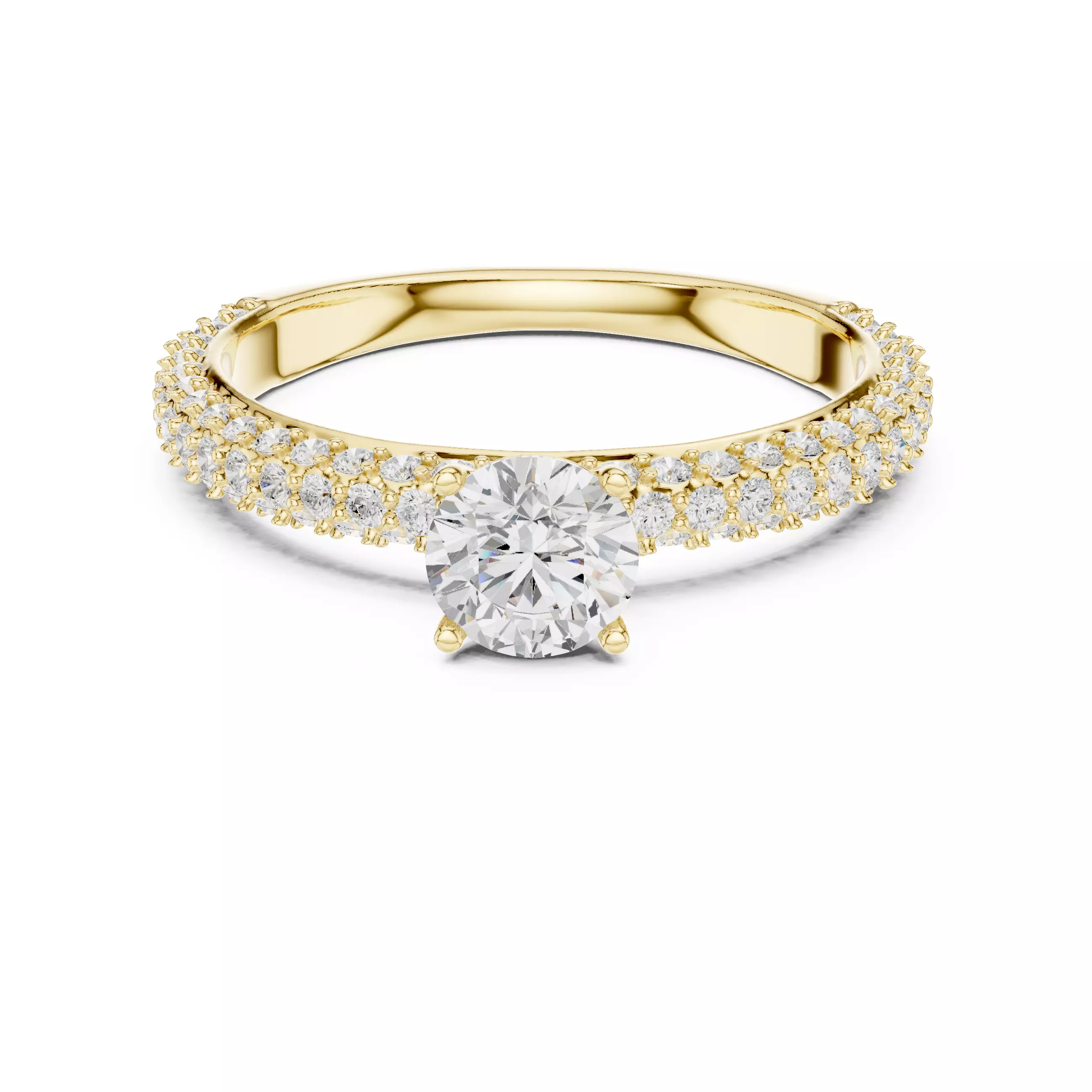 Three Side Diamond Shank Engagement Wedding Ring 3DM STL Video 3D print model_1