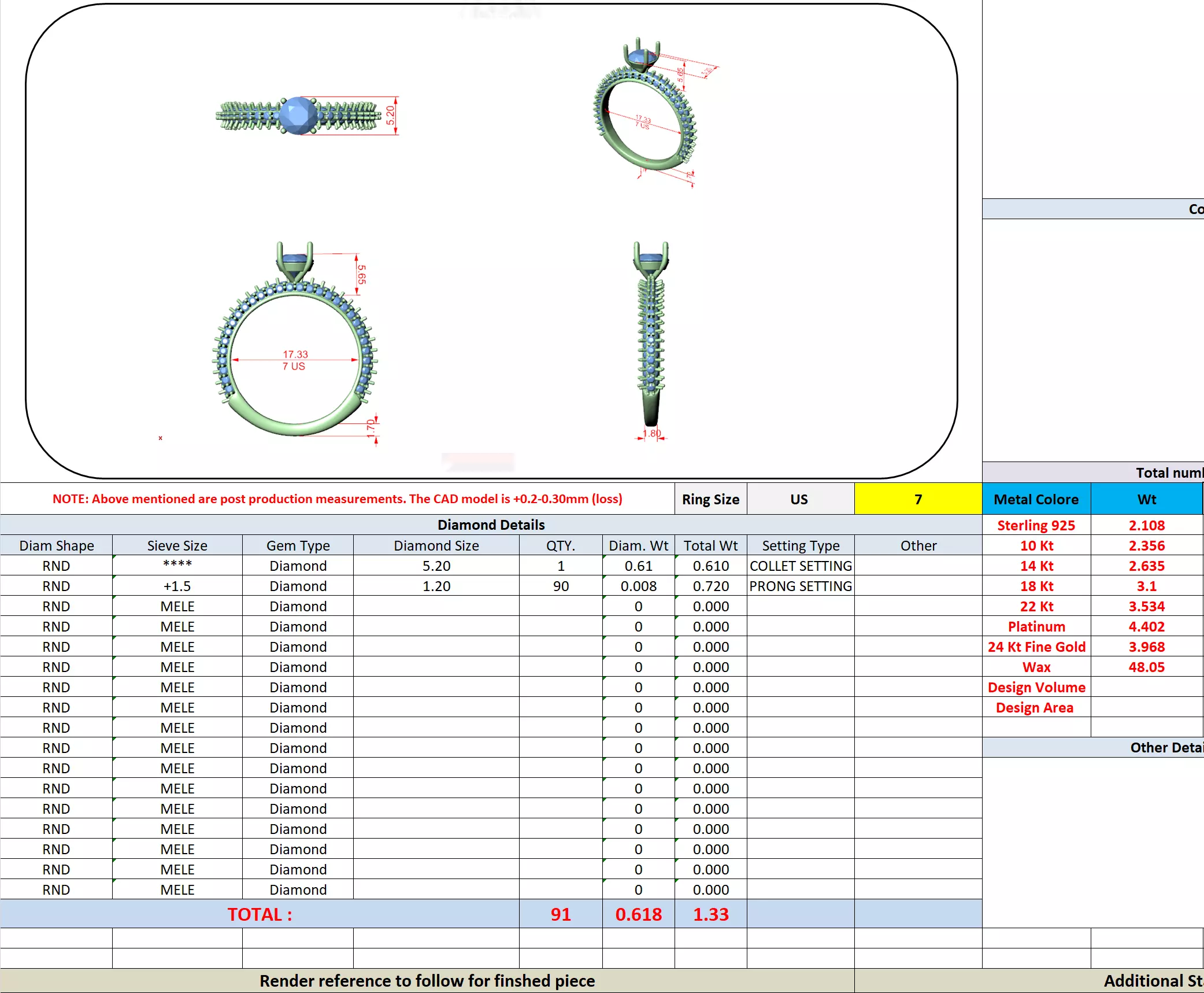 Three Side Diamond Shank Engagement Wedding Ring 3DM STL Video 3D print model_13
